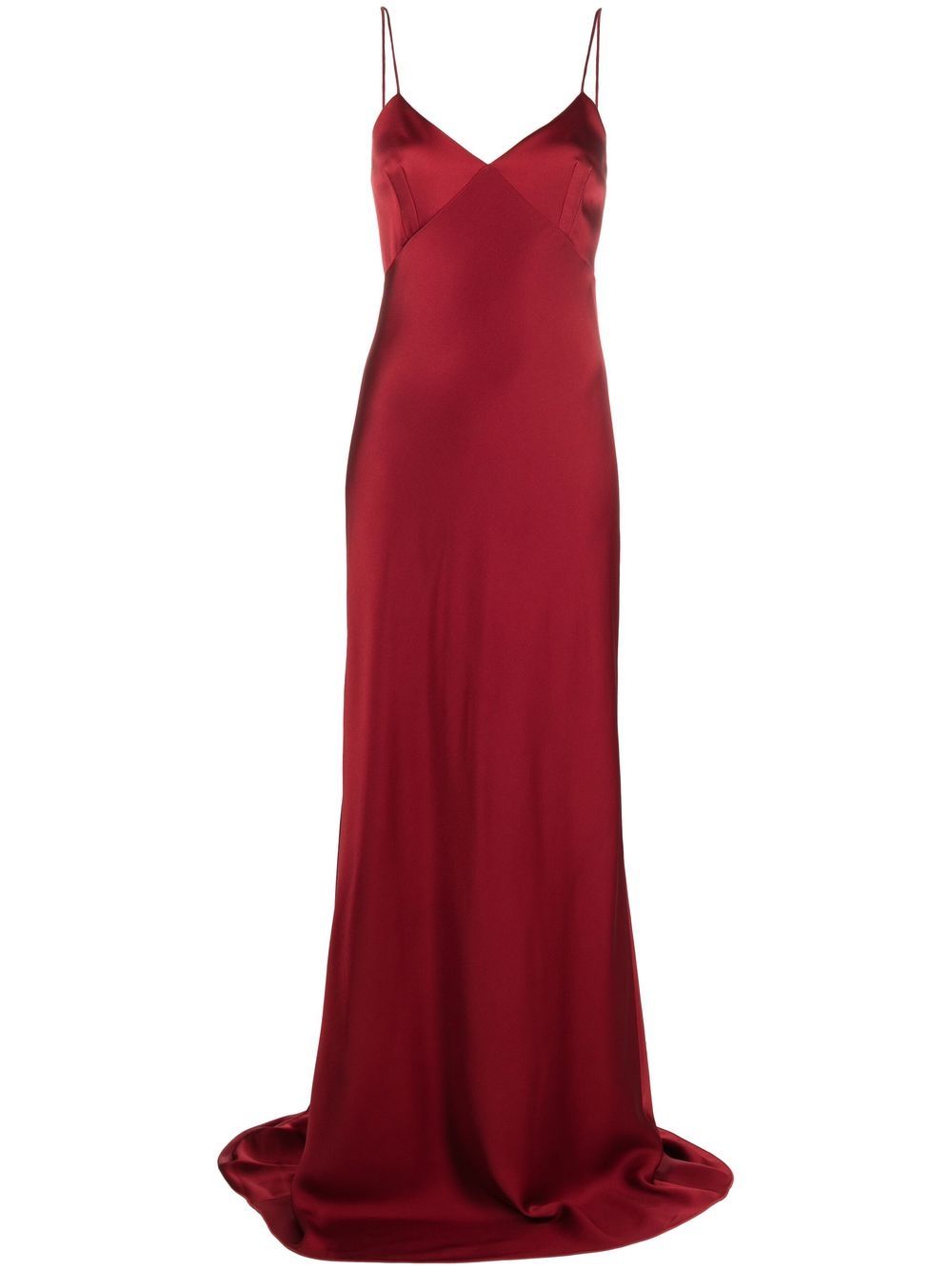 V-neck satin gown - Red