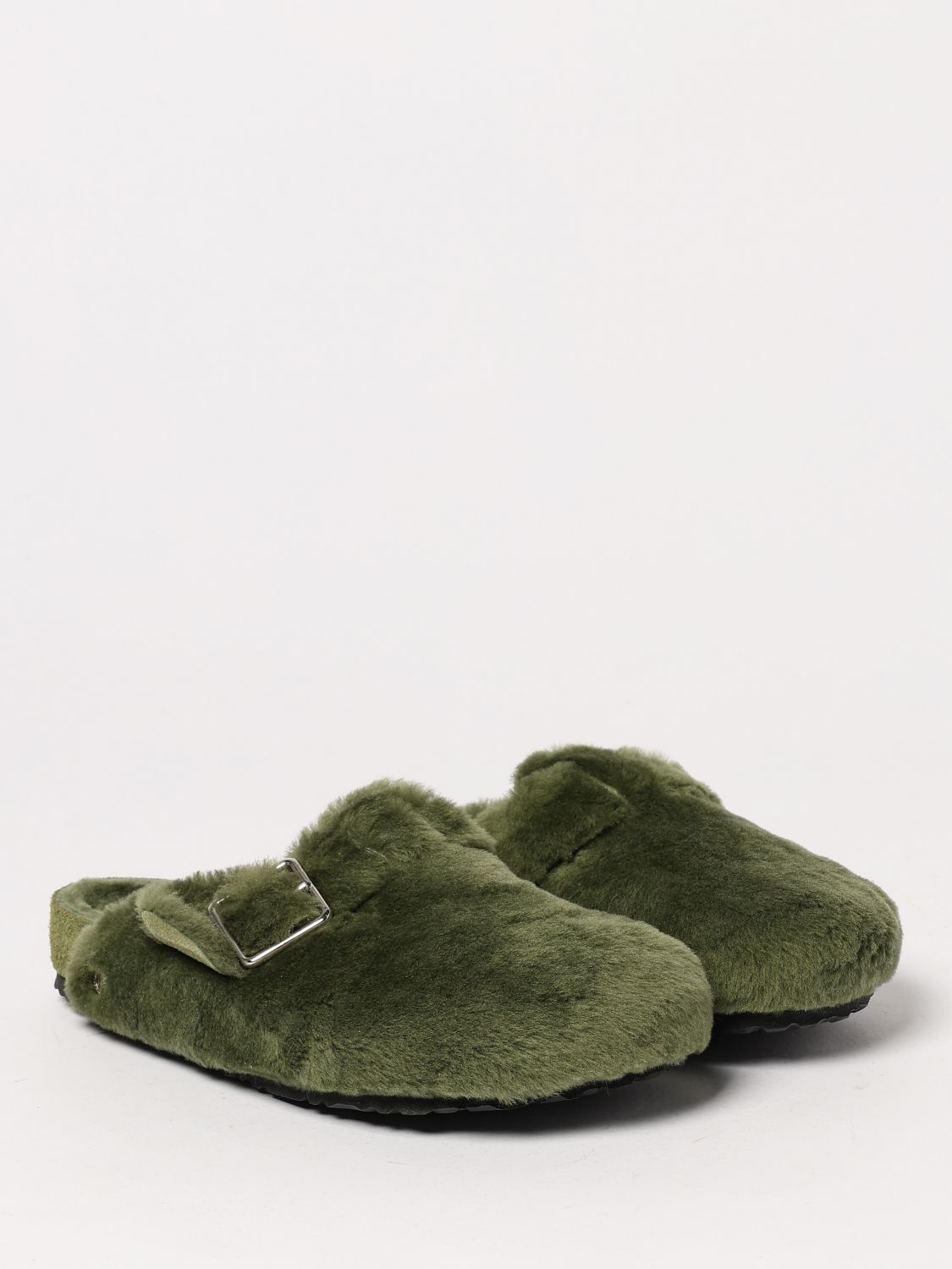 Birkenstock Boston 1774 Slipper mit Shearling - Grün