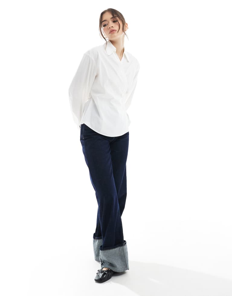 ASOS DESIGN Womens wrap shirt with cocoon sleeve in white - Large
