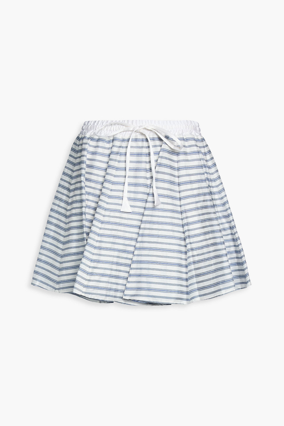 Striped linen-blend mini skirt - Blue - FR 36