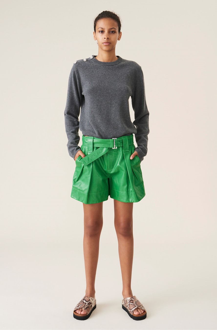 Crystal button long sleeve jumper - Grey