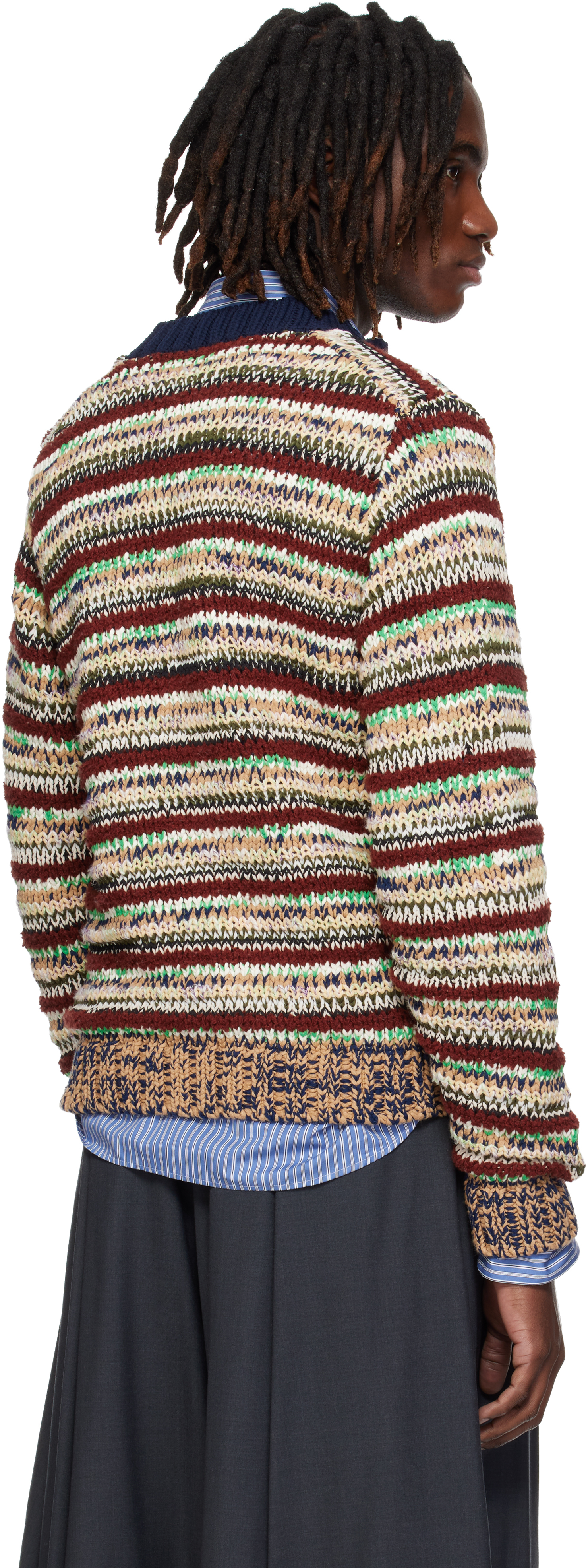 Multicolor Mix Knit Blouson Cardigan