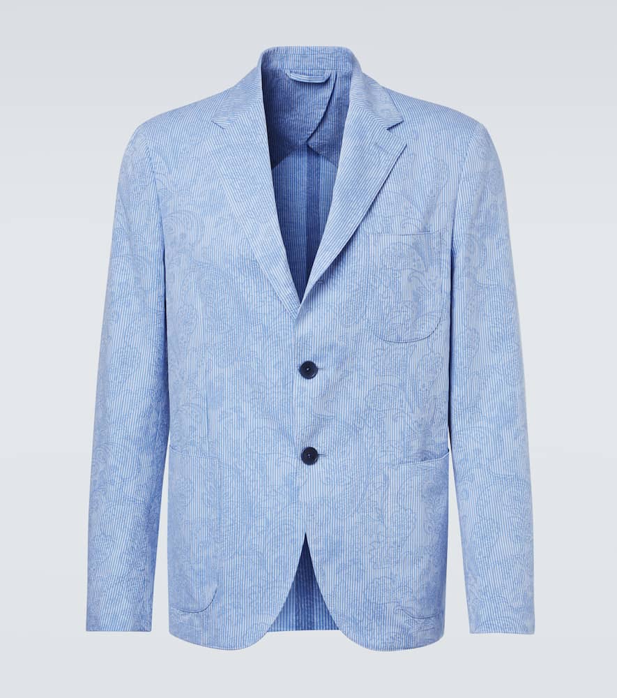 Woven cotton jersey blazer