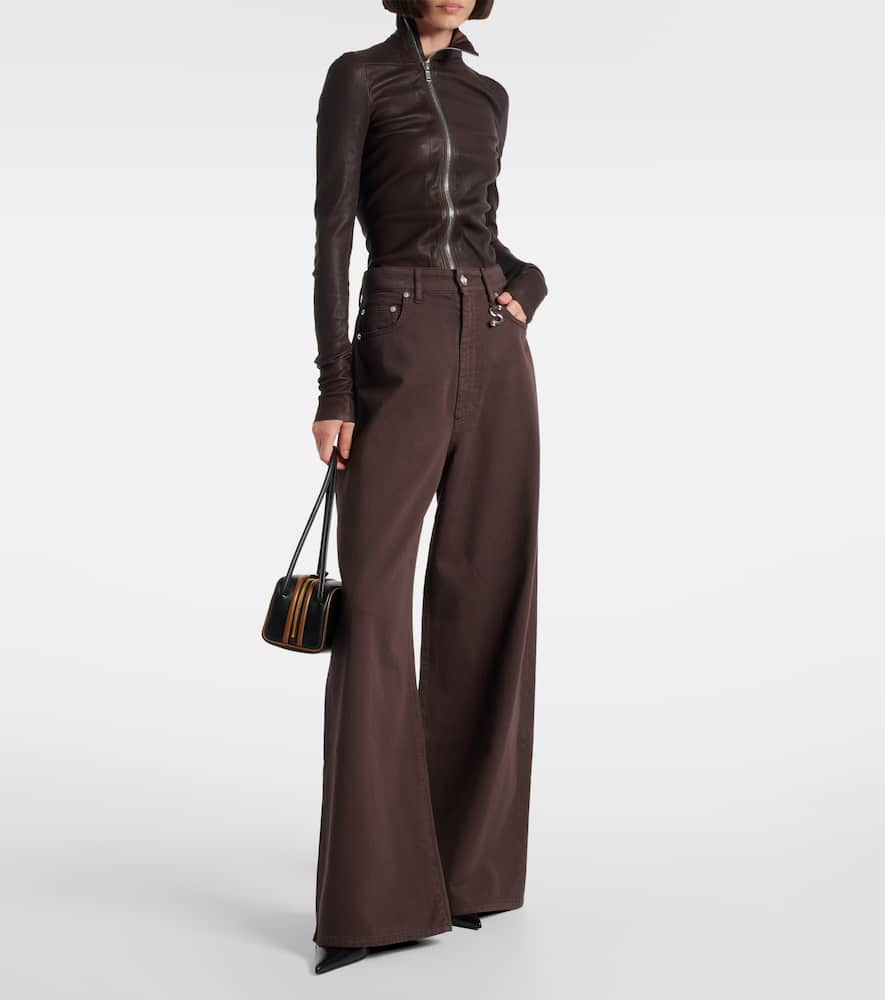 Siamese mid-rise denim wide-leg jeans