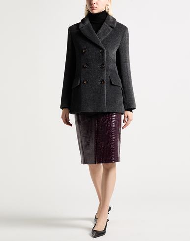 Woman Coat Charcoal Size 0 Alpaca wool, Virgin Wool