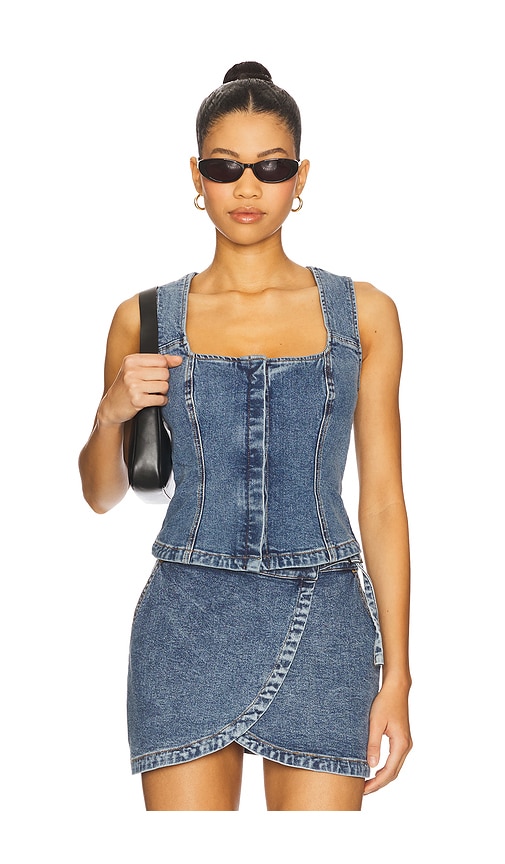 SOVERE Dawn Denim Bodice Top en Blue.  XS. Also en