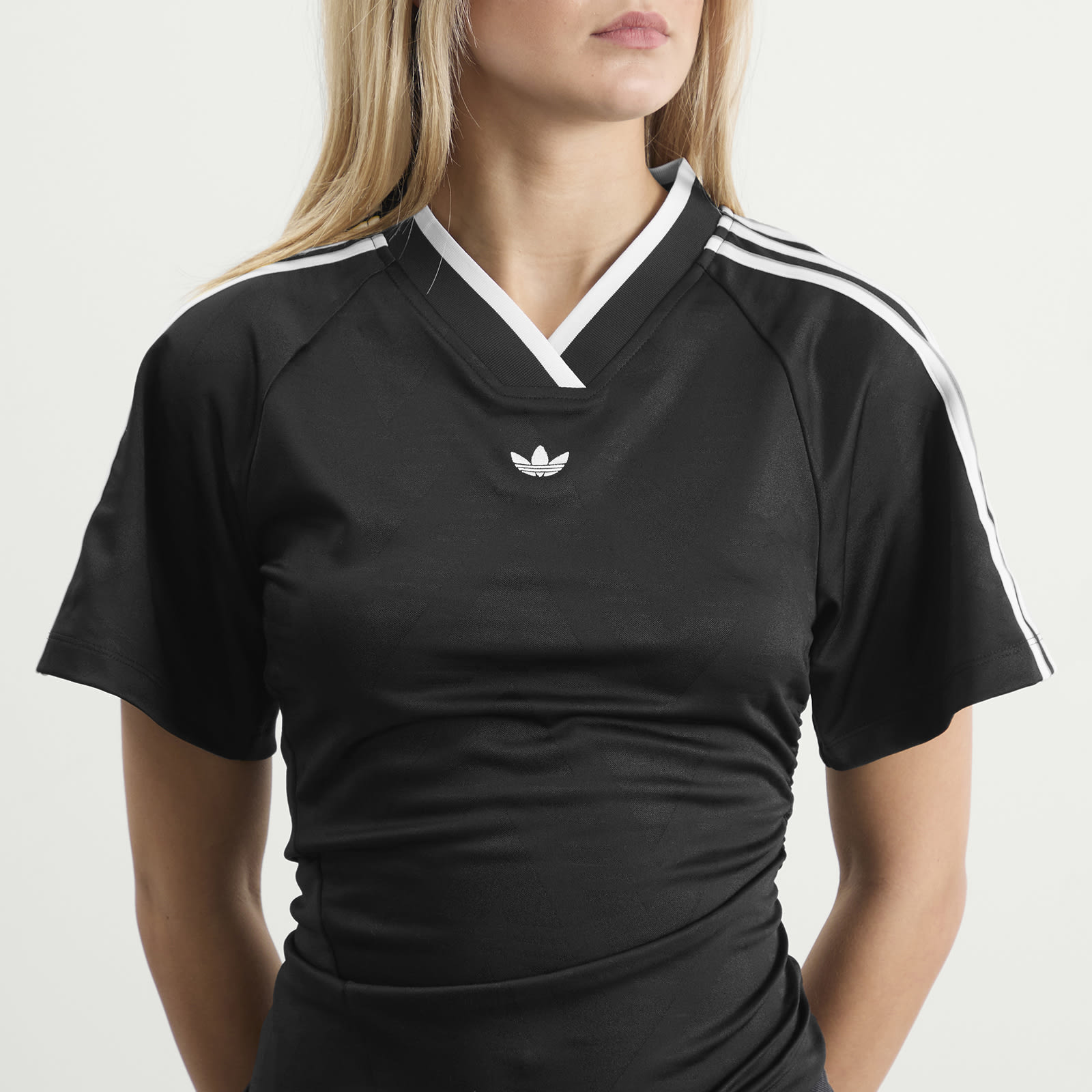 Women's Rouched Football Top in Black