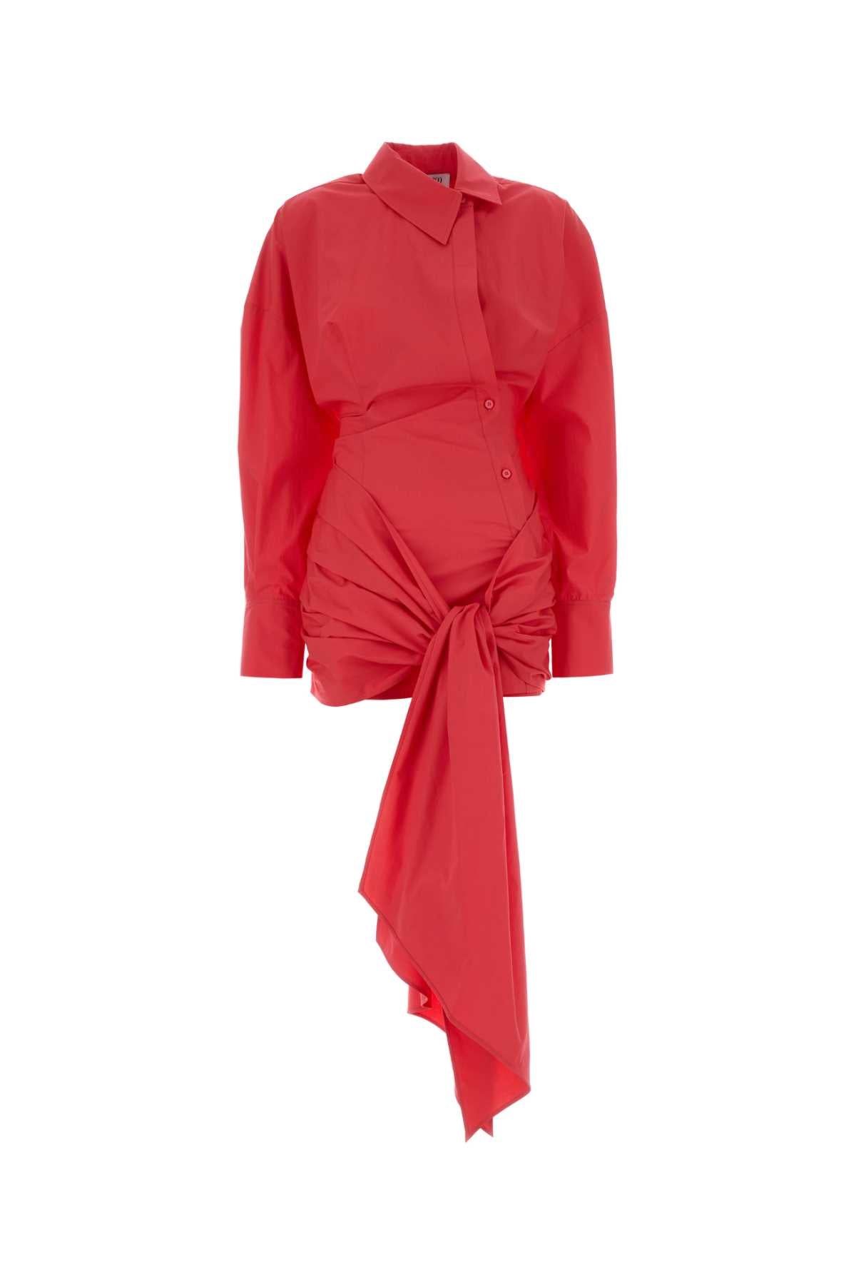 Tie-Waist Cotton Dress — Red