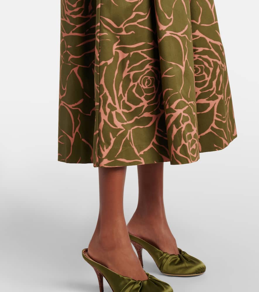 Floral cotton midi skirt