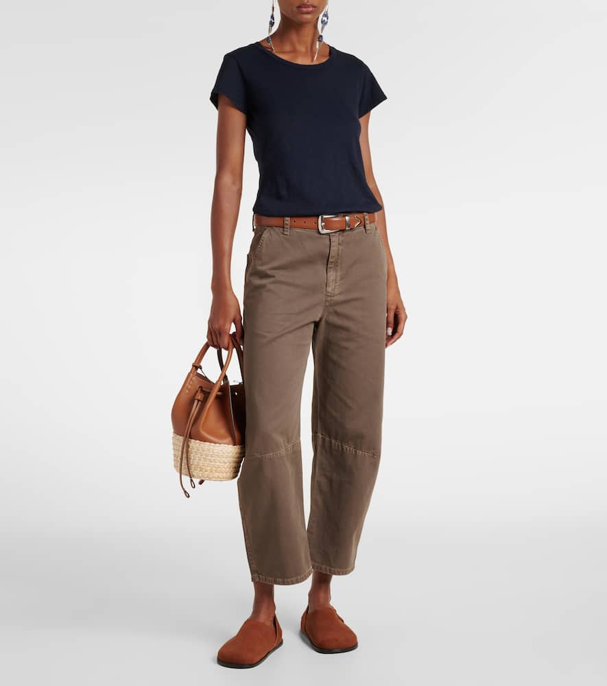 Alexis cotton twill barrel-leg pants