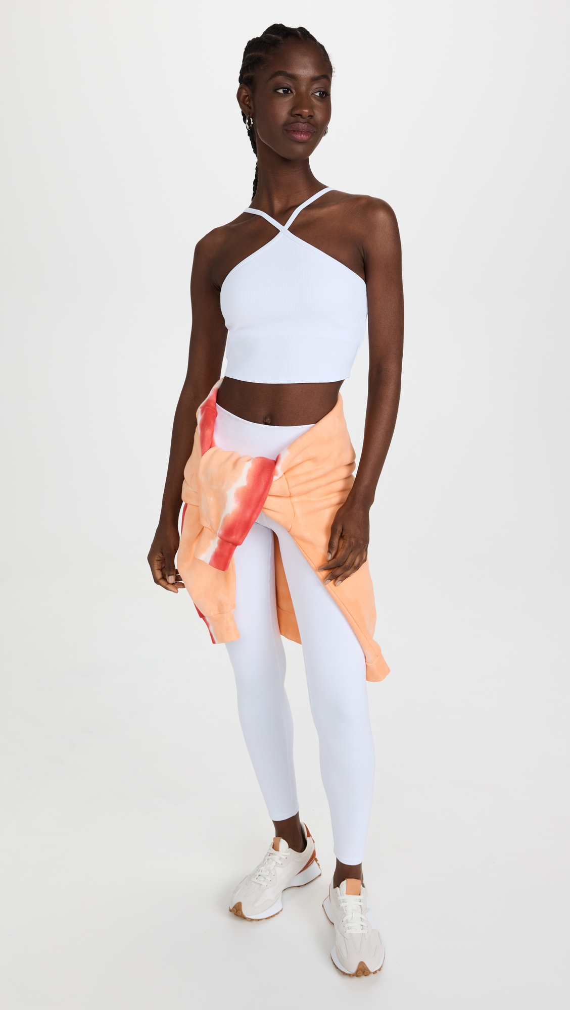 Goddess Ribbed Cross Crop Top White