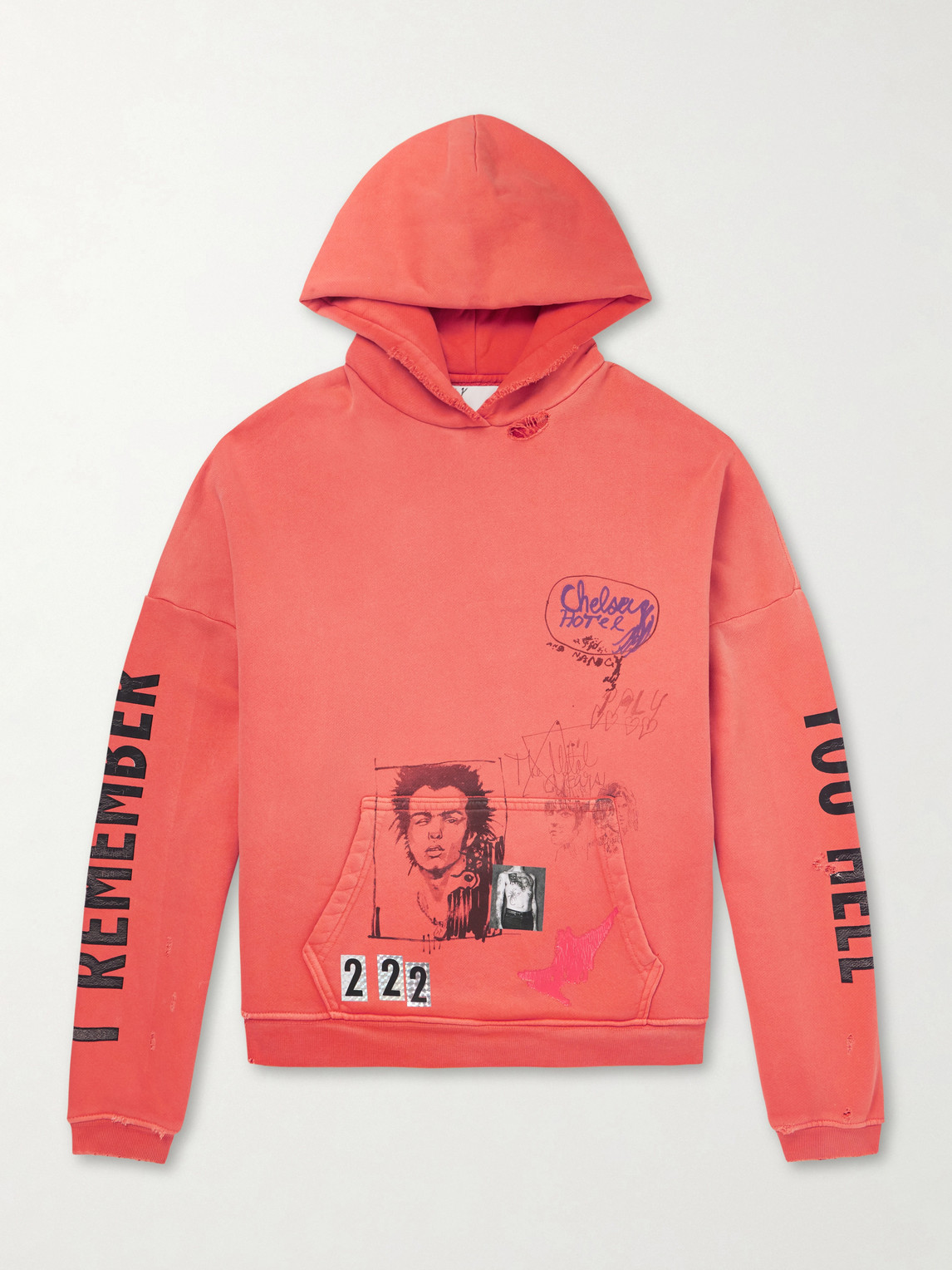 Chelsea Hotel Distressed Printed Cotton-Jersey Hoodie