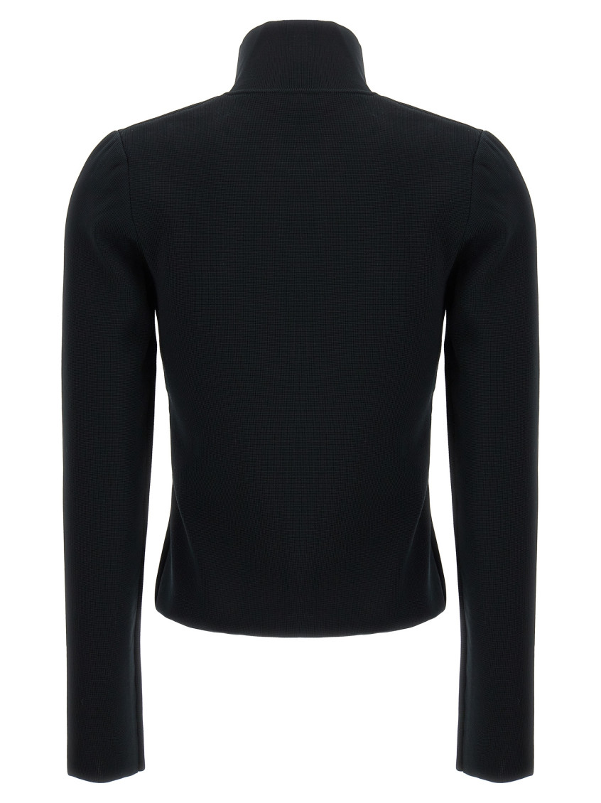 Zip-up fine-knit cardigan - Black