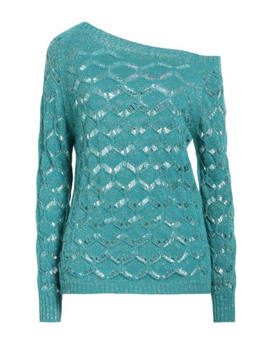 Pink Memories Woman Sweater Turquoise Size 6 Cotton, Acrylic, Metallic Polyester, Polyamide