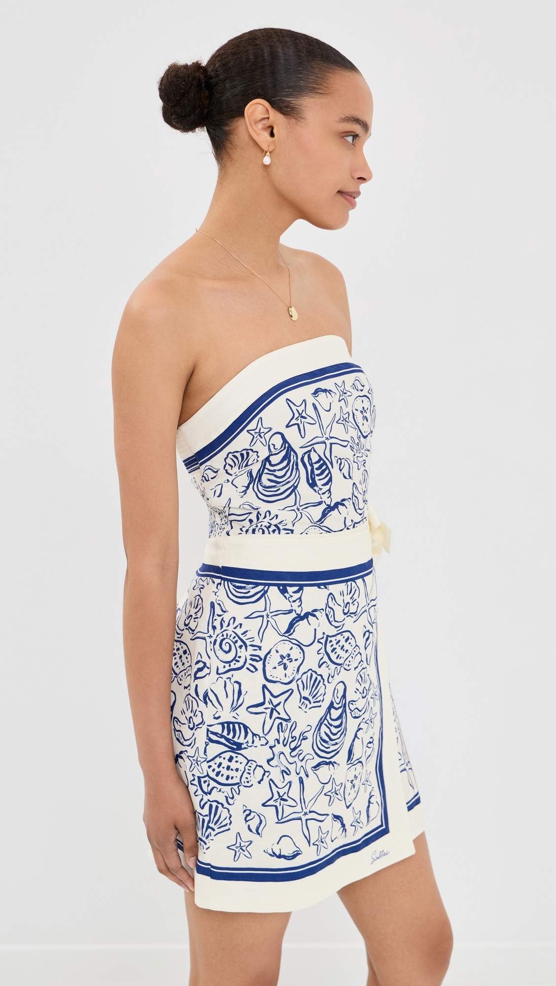 Darbie Linen Bustier Mini Dress Blueberry Multi