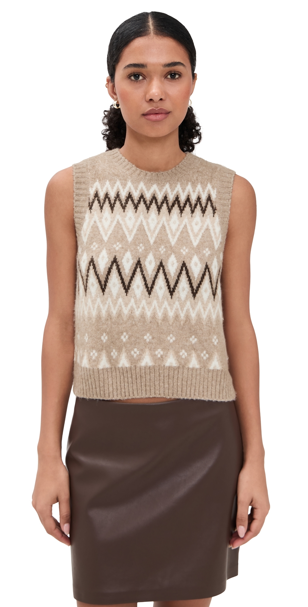 Fair Isle Vest Beige Multi