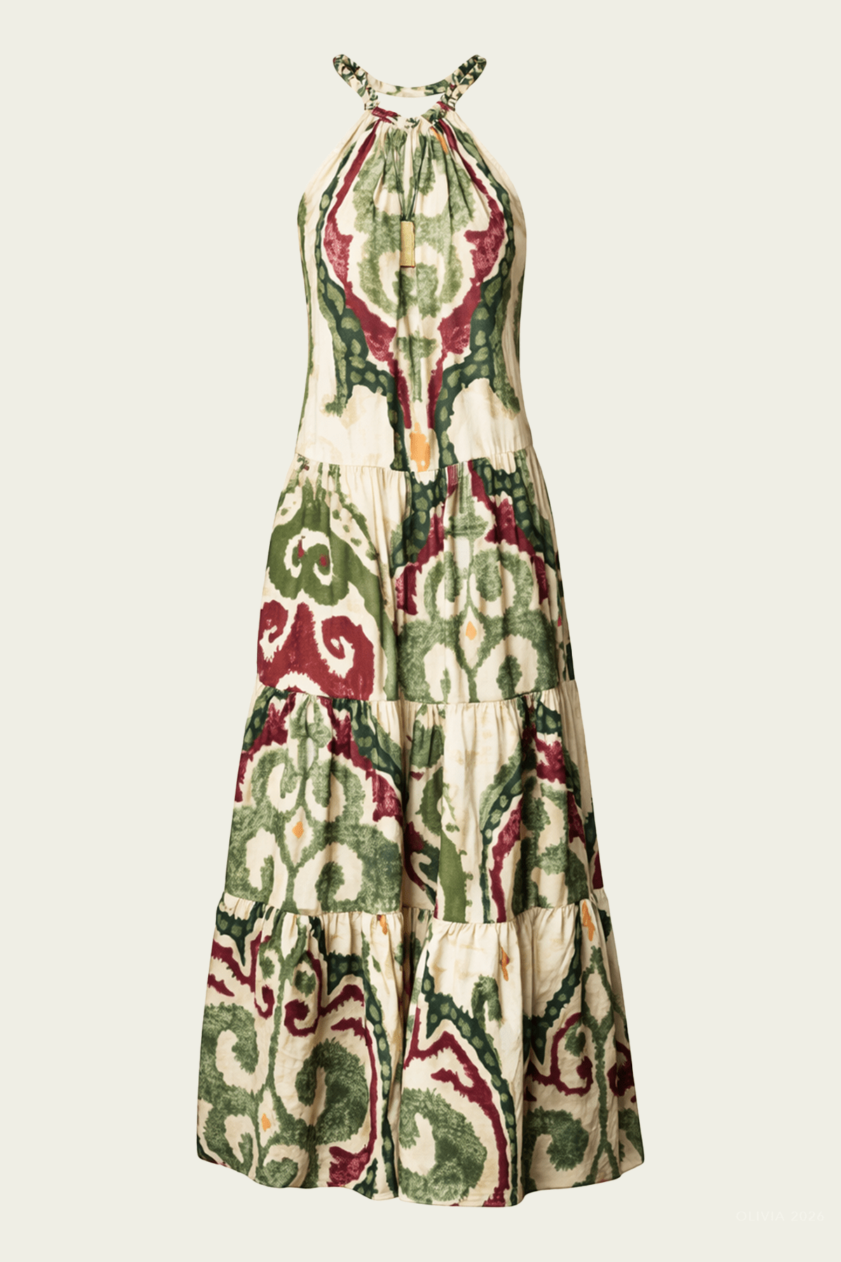 Violet Dress in Ikat Green