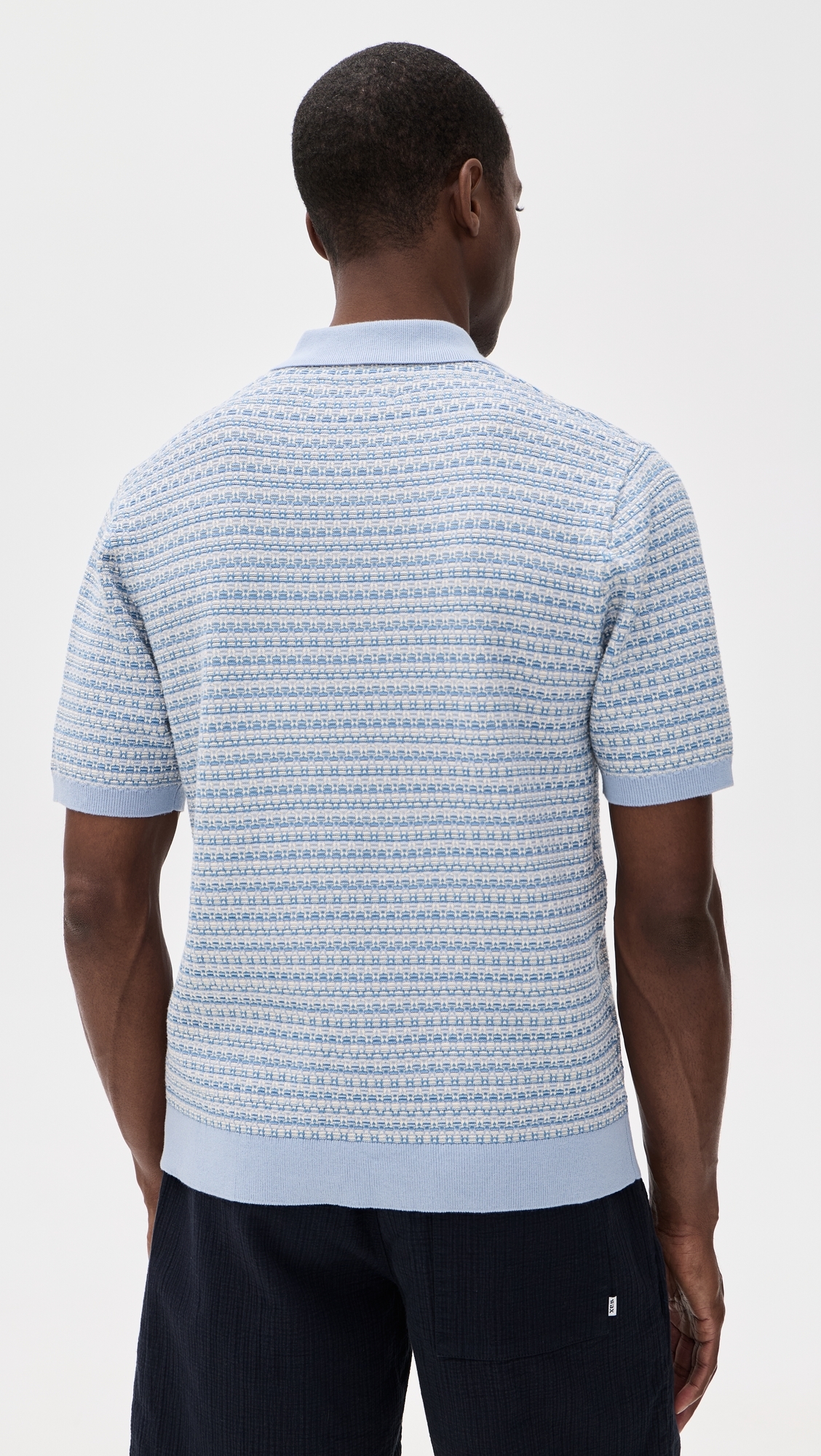 Mini Geo Naples Knit Polo Light Blue