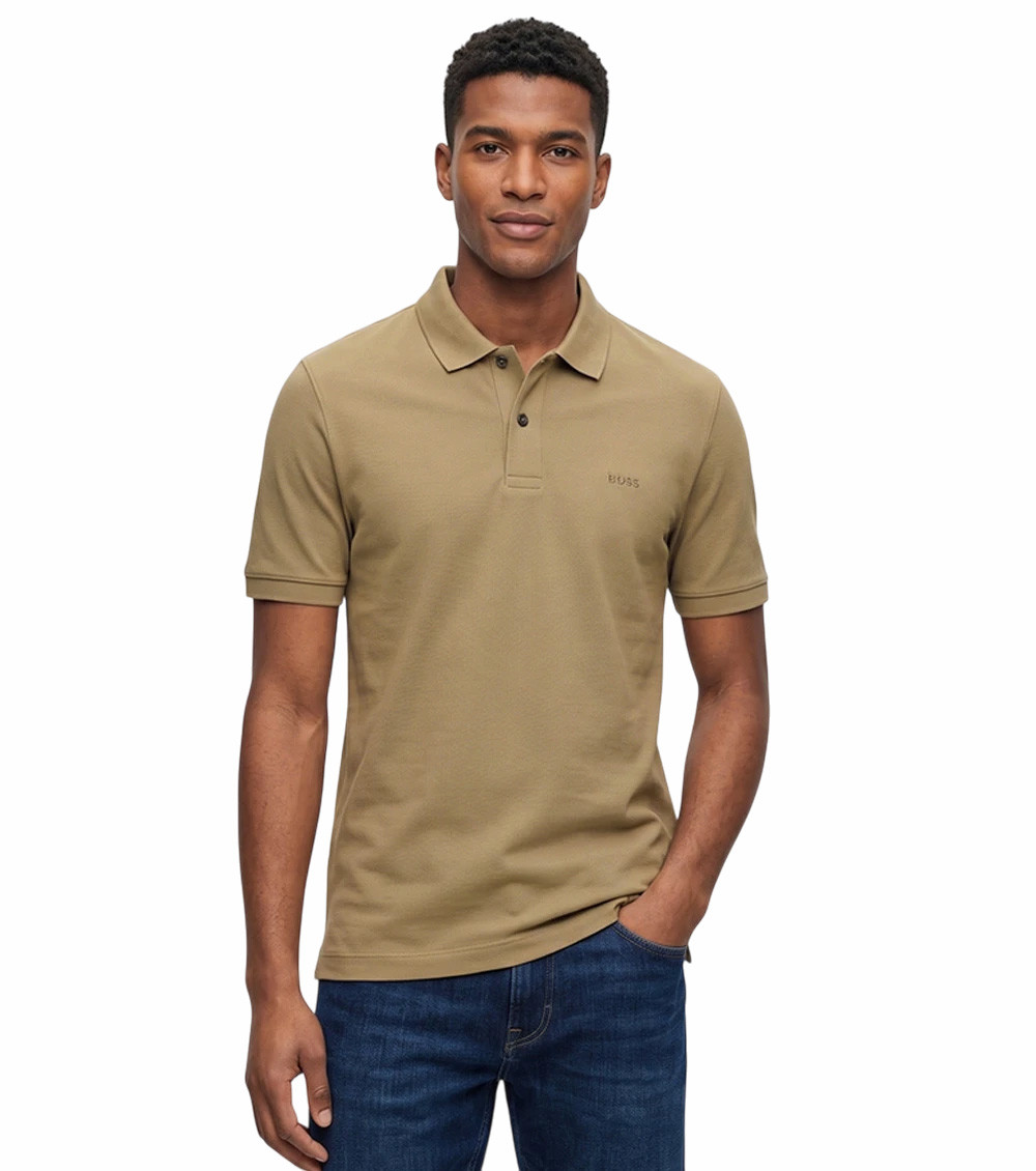 Brown Solid Shirt Collar Polo