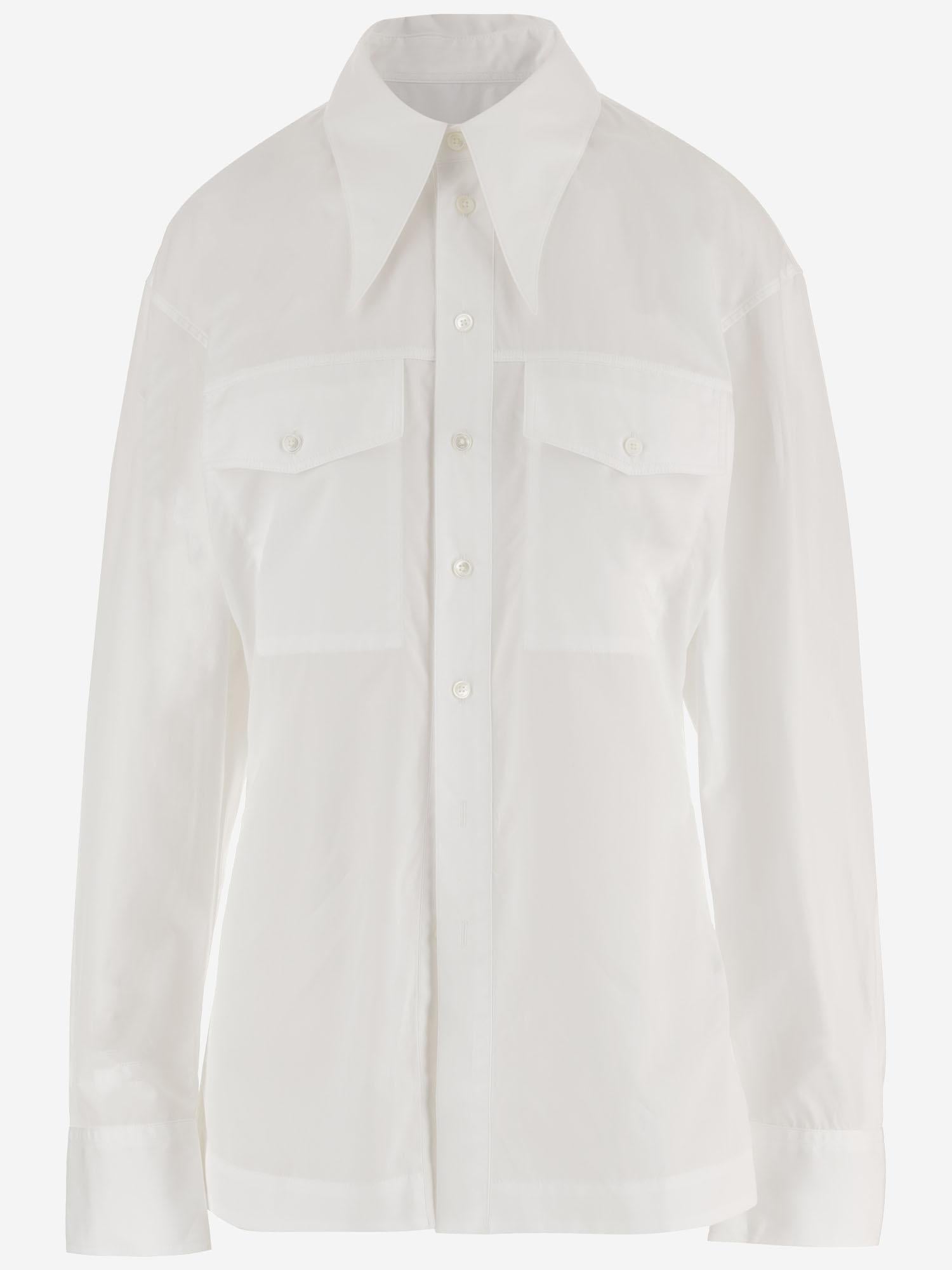 Cotton Pointed Collar Shirt — White