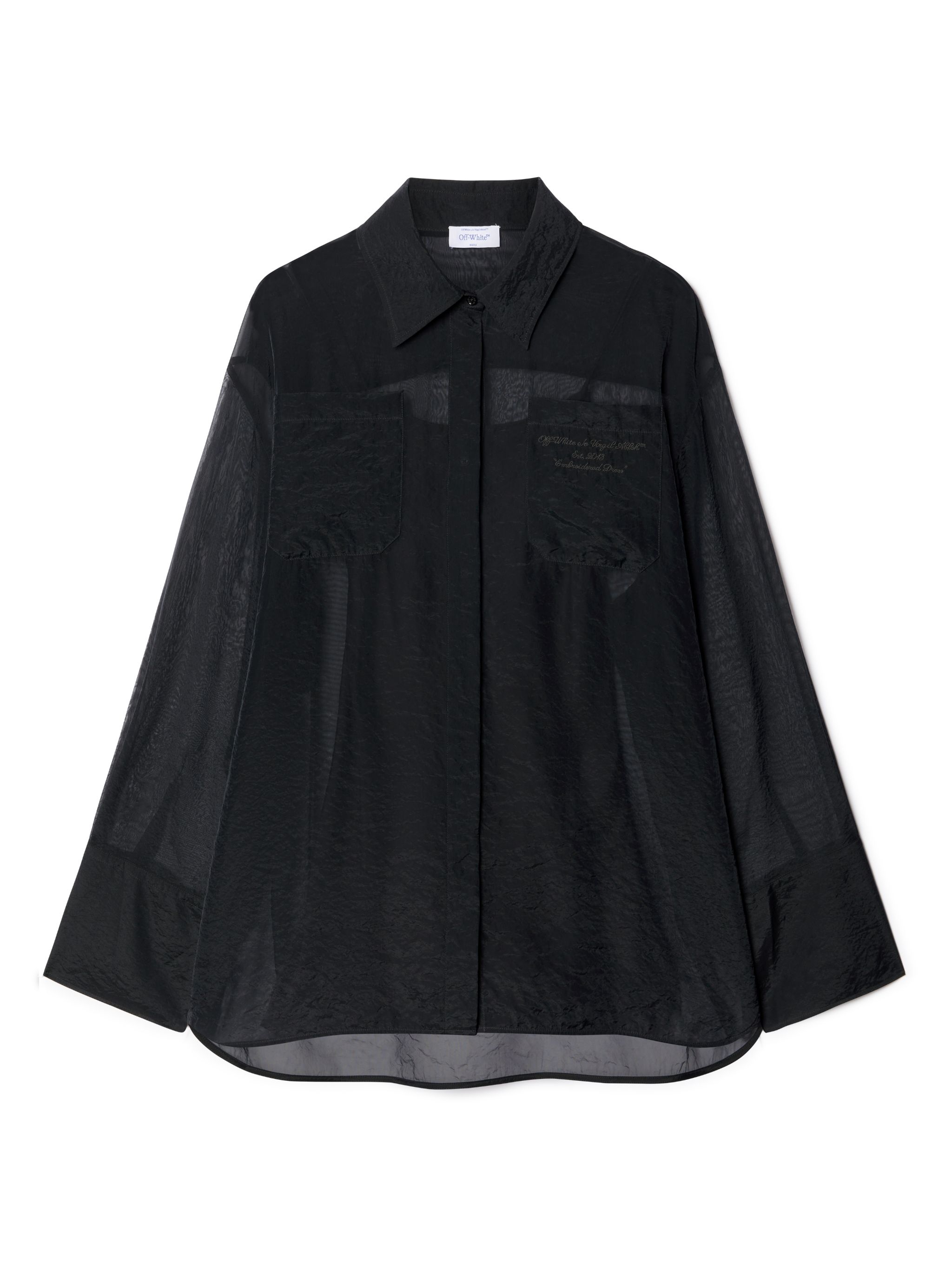 Black Organza Shirt Dress