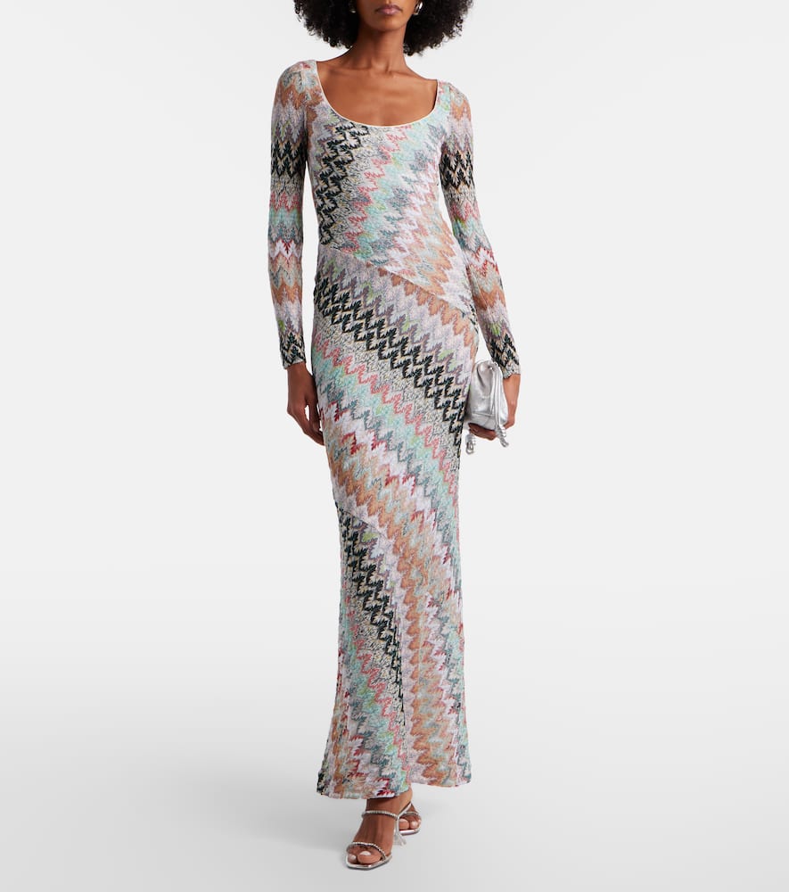 Zigzag lamé maxi dress