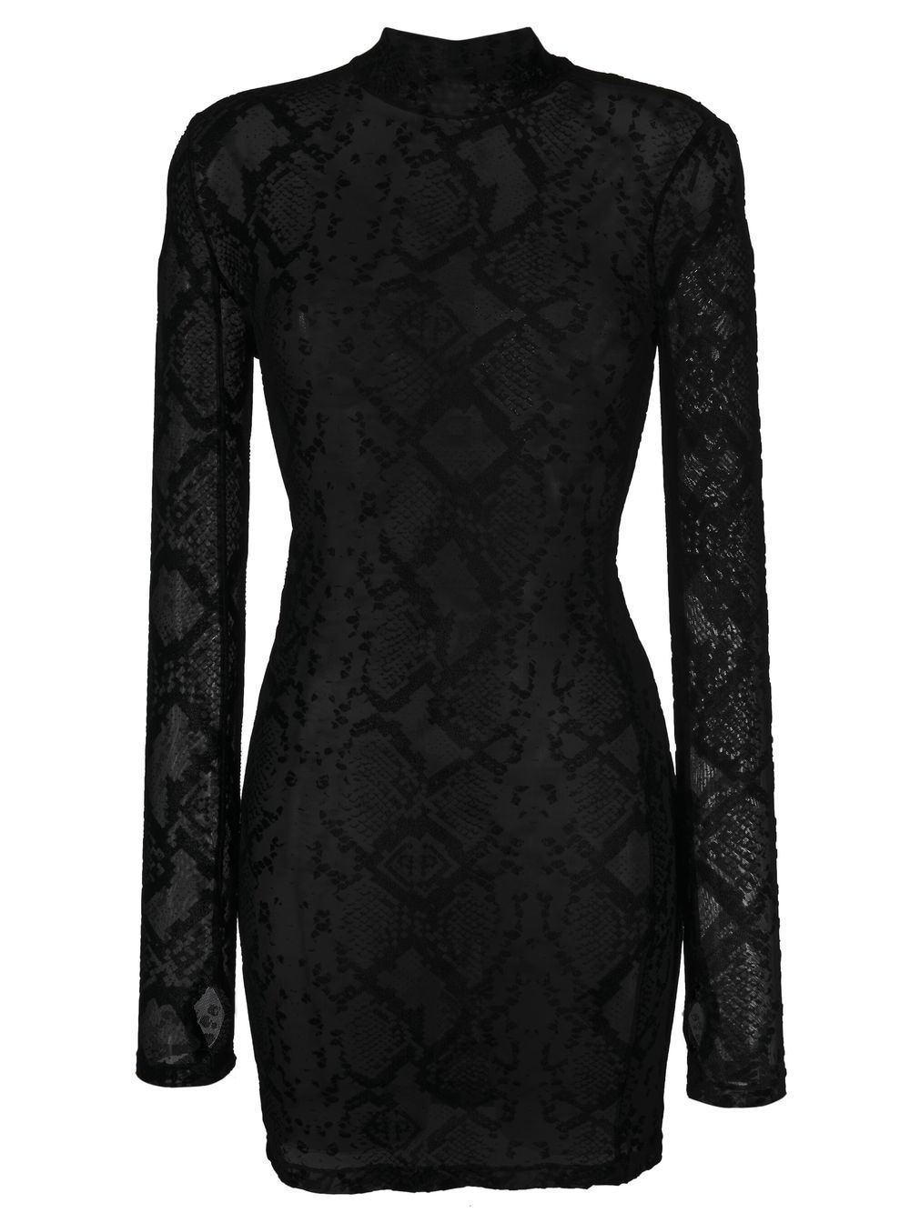 Snakeskin-print sheer dress - Black