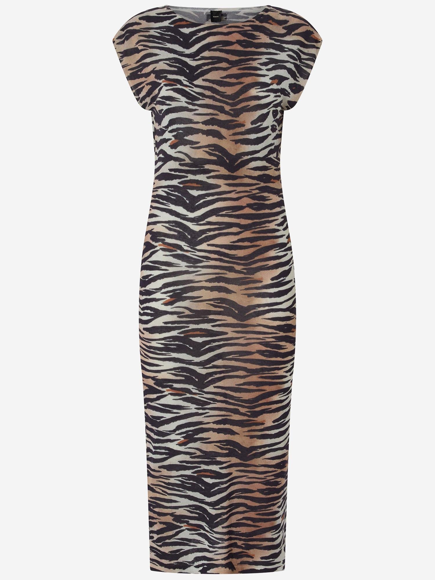 Animal Print Cotton Midi Dress — Multicolor
