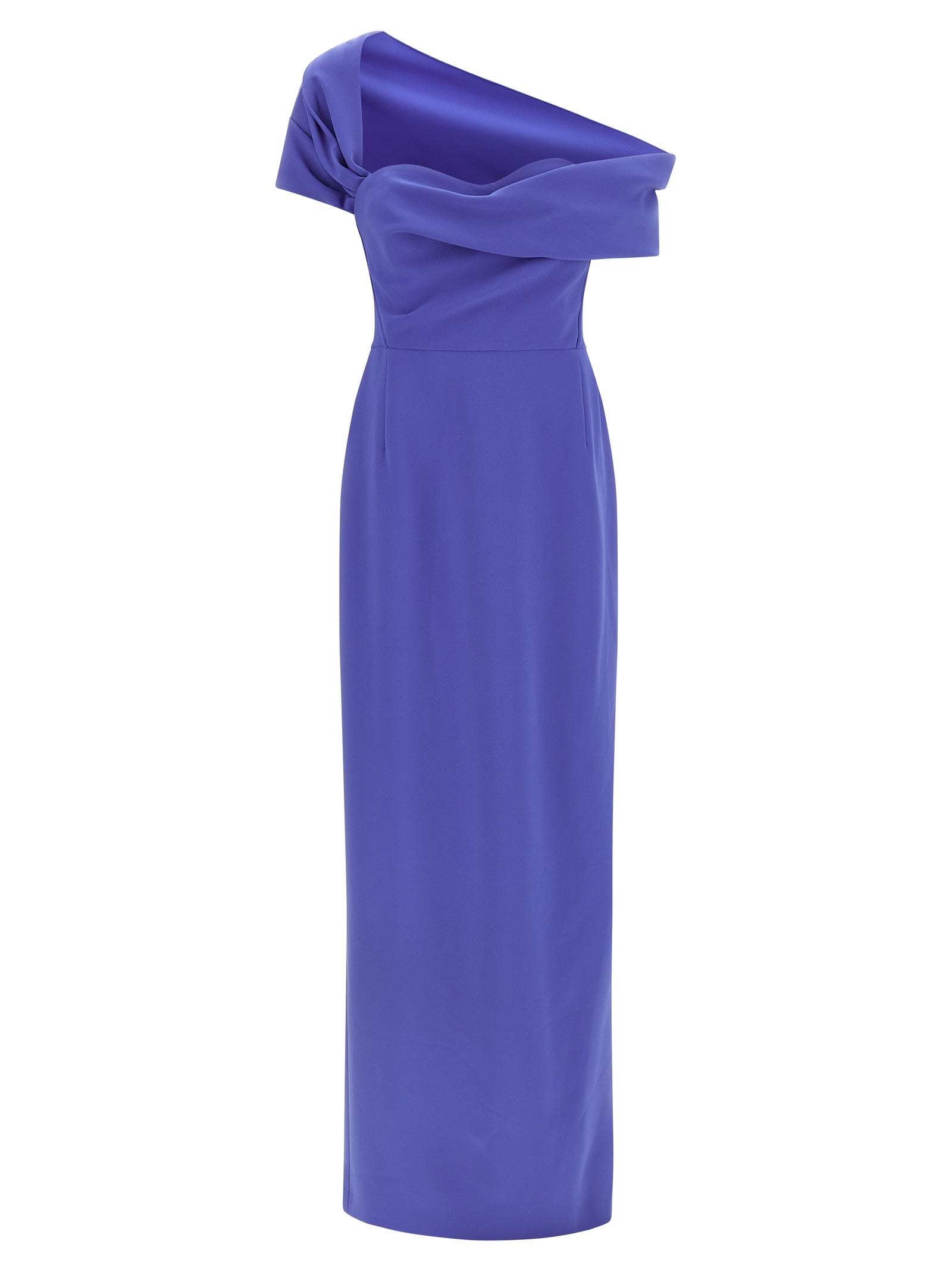 Off-Shoulder Draped Dress — Blue