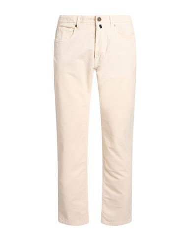 Man Pants White Size 33 Cotton, Elastane
