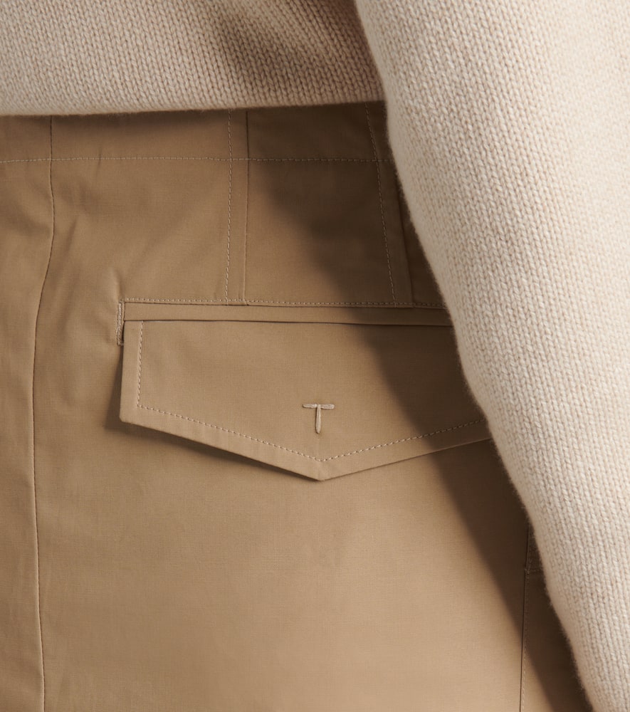 Tie-detail coated cotton midi skirt
