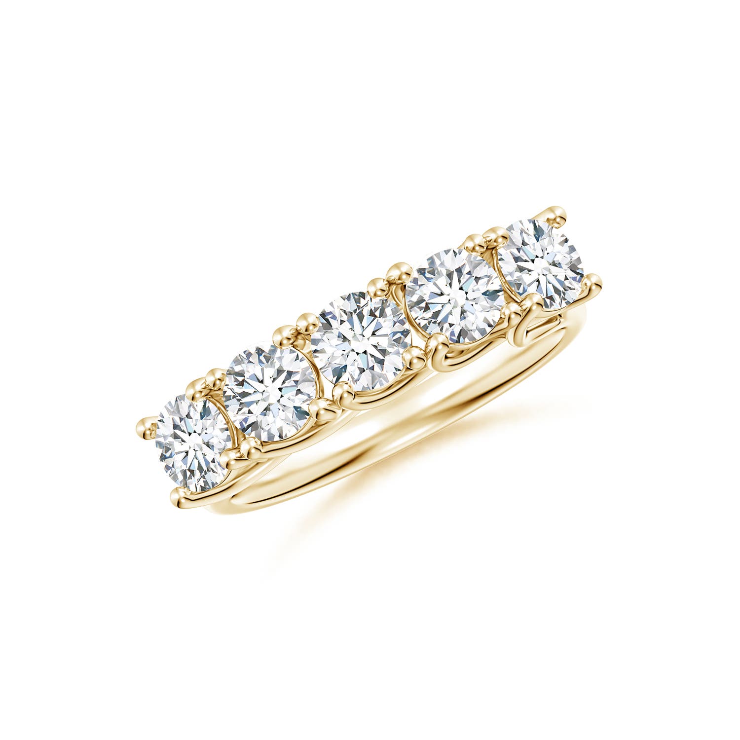 Angara 1.5 CTW Lab-Grown Half Eternity Five Stone Diamond Wedding Ring in 18K Yellow Gold