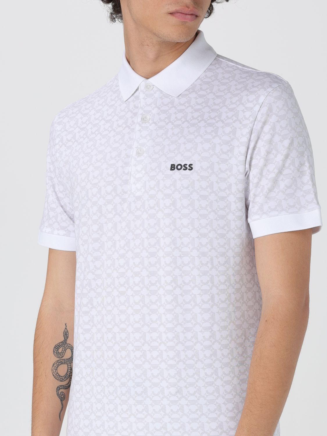 BOSS printed polo shirt - White