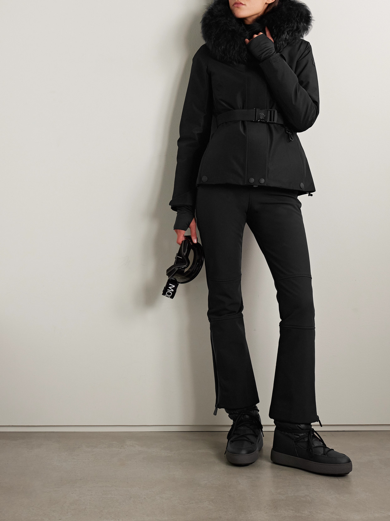 Laplance Shearling-trimmed Belted Gore-tex Down Jacket - Black
