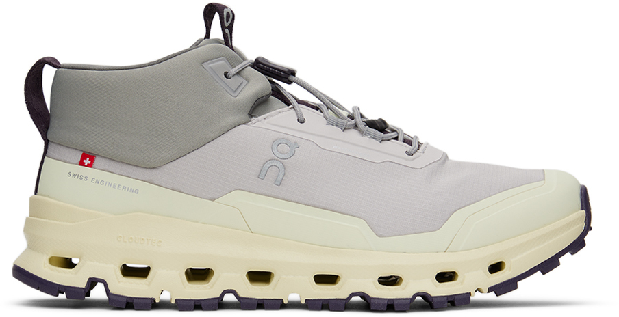 On Kids Gray & Yellow Cloudhero Mid Waterproof Big Kids Sneakers