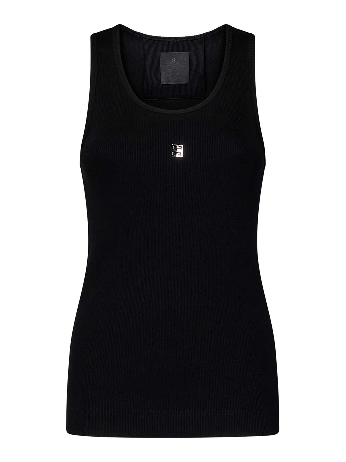 -Logo Plaque Top Top Nero-Donna