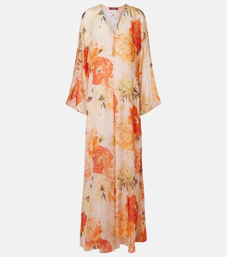 Angus floral silk chiffon maxi dress
