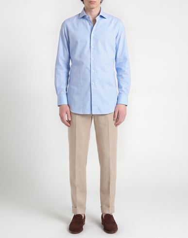 Man Shirt Azure Size 15 Cotton