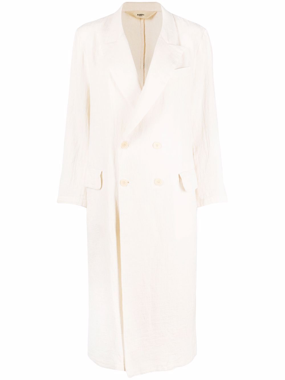Peak-lapels button-front mid-length coat - Neutrals