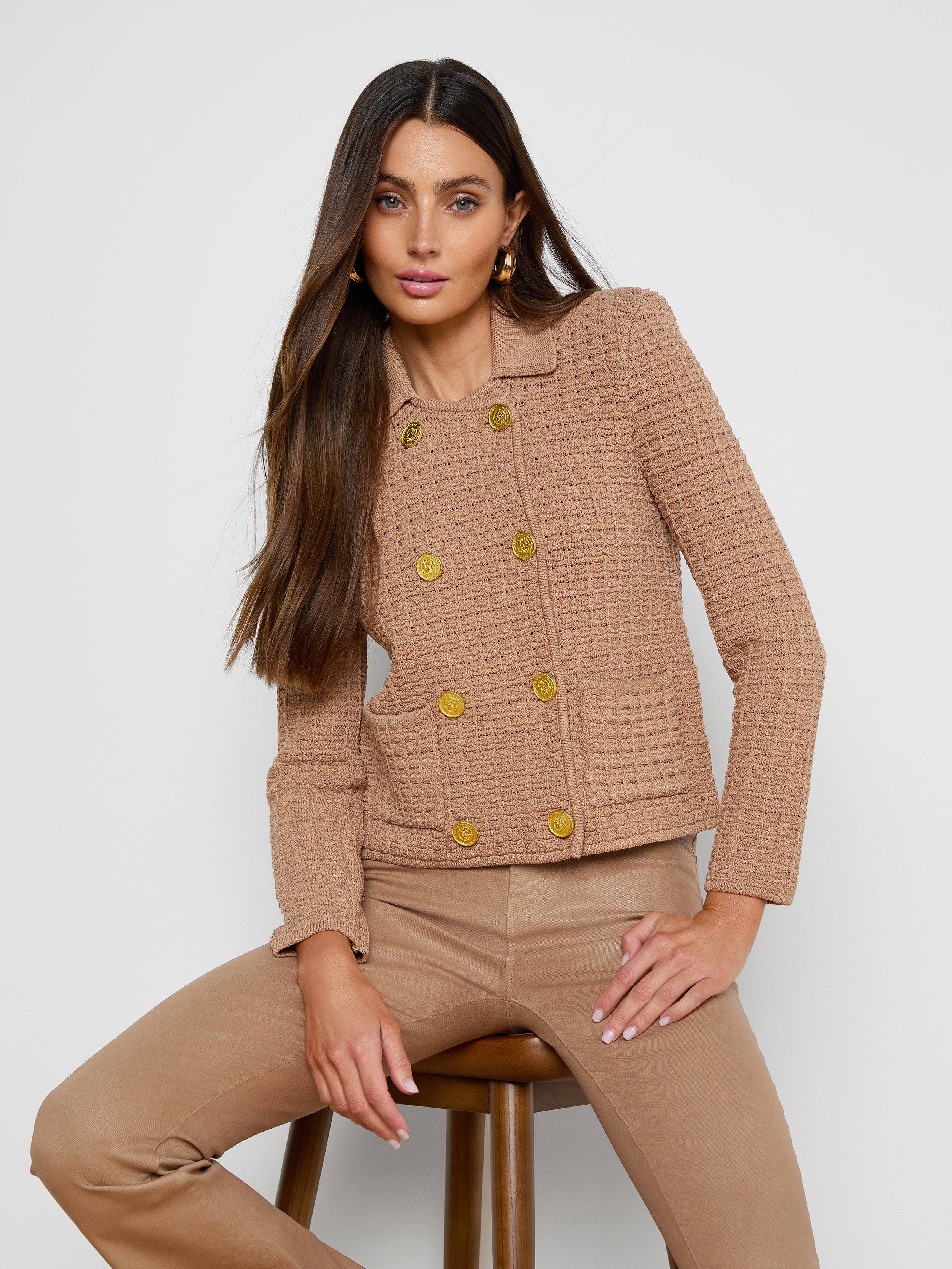 Charlie Knit Jacket In Cappuccino/gold