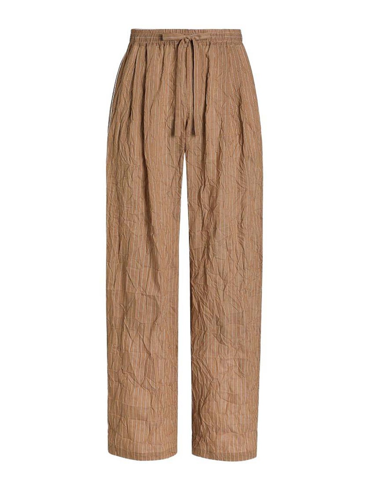 Vanity Trousers In Ruffled Striped Fabric