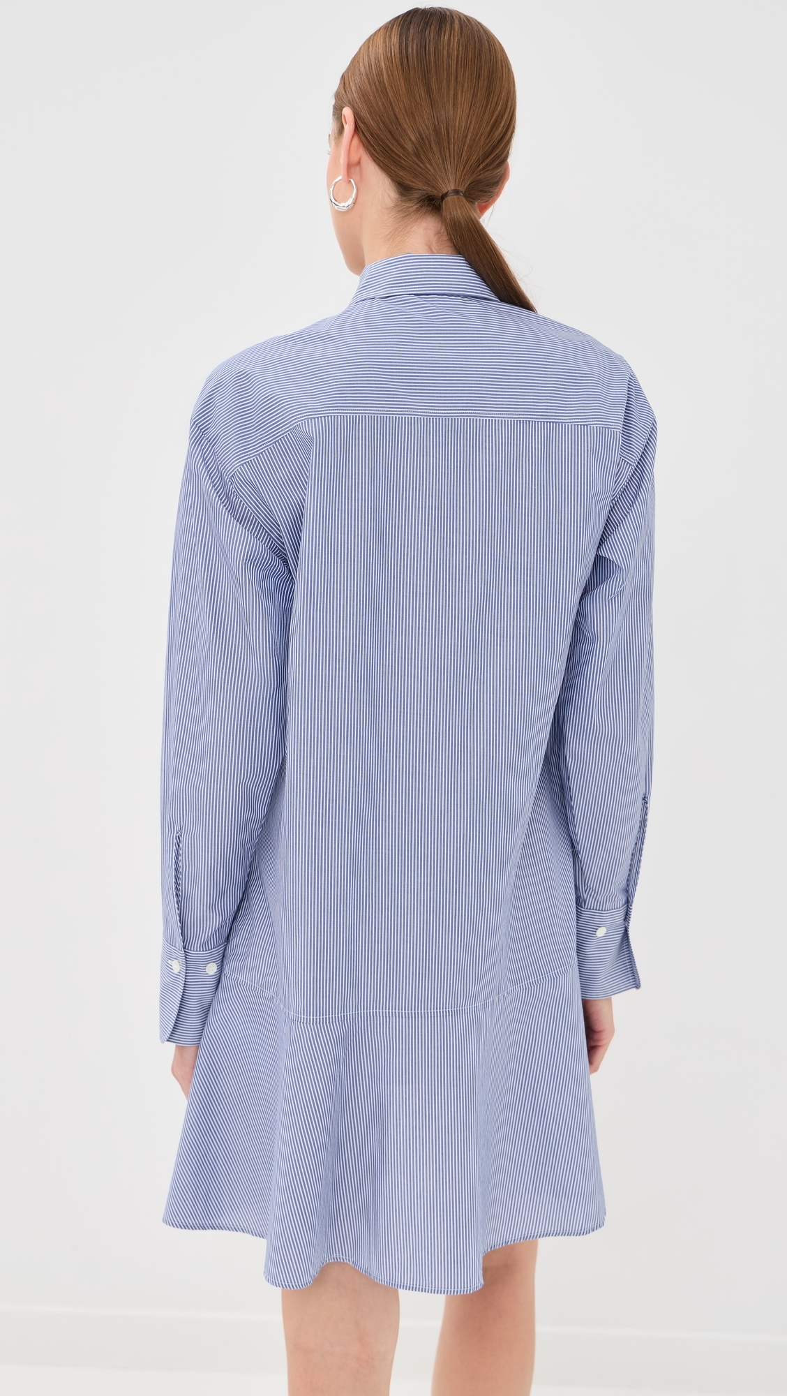 Striped Petal Bottom Shirt Dress Blue Stripe