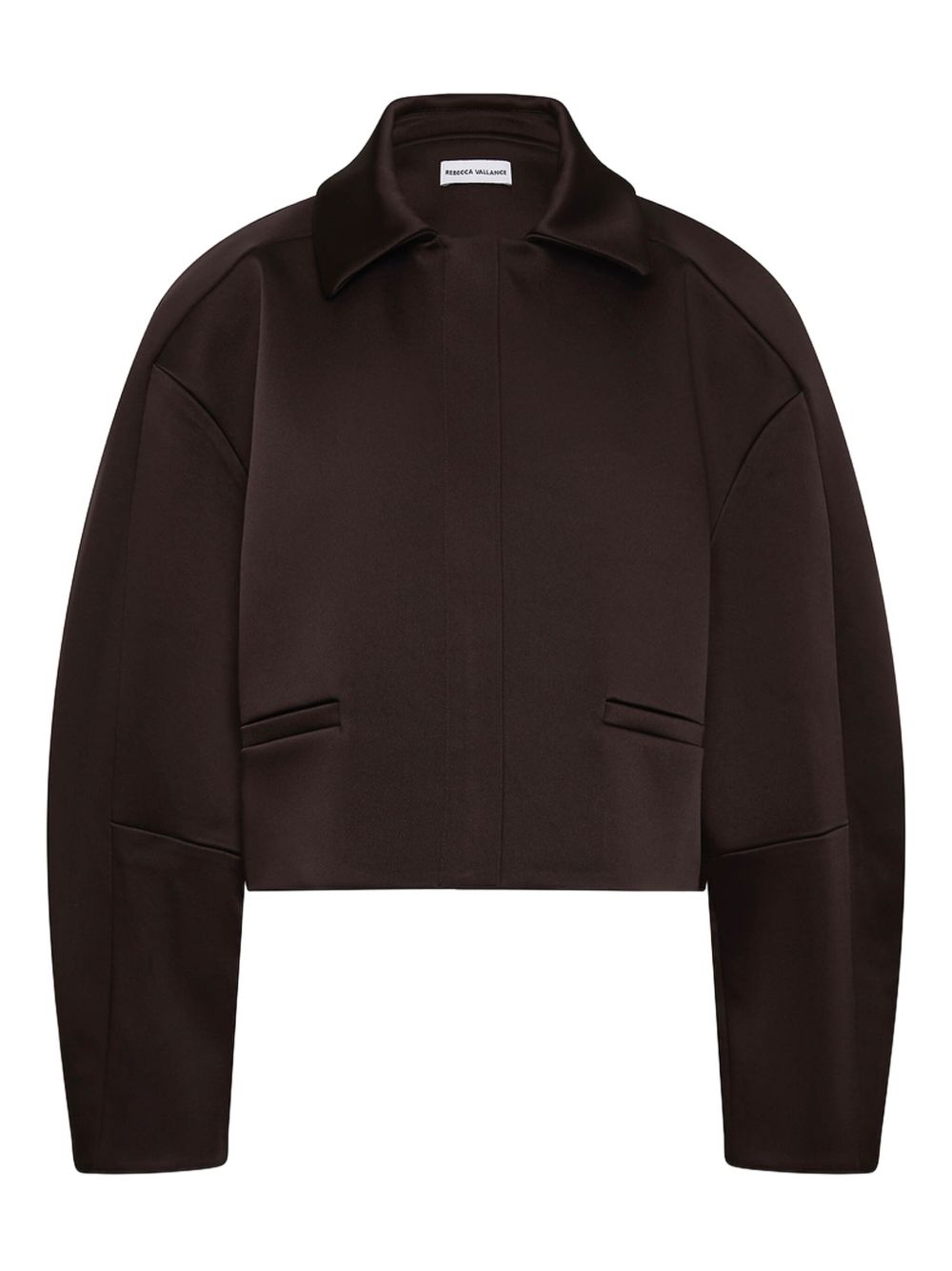 Collarless cropped jacket - Brown
