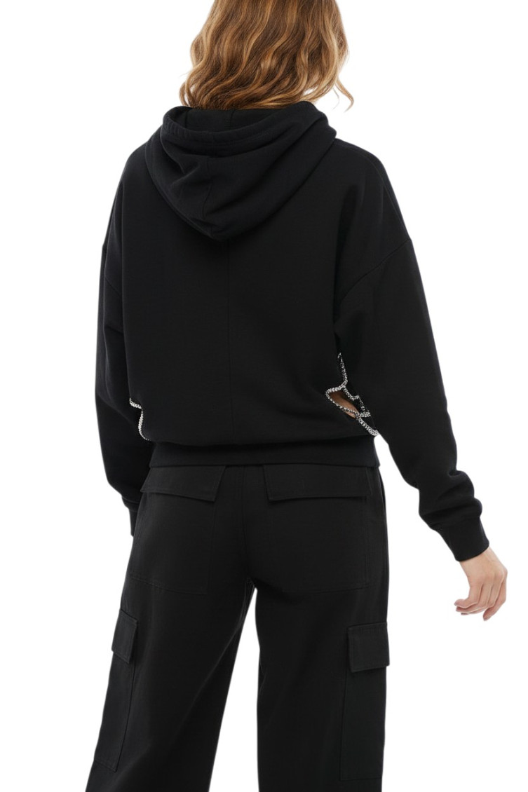 Black Embellished Hood Sweatshirt