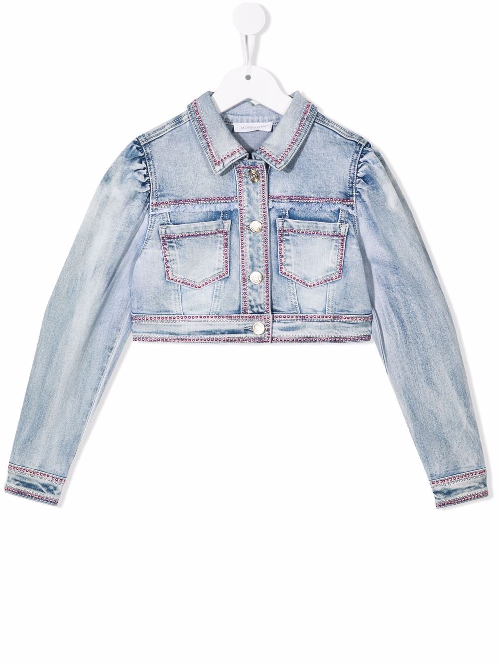 Crystal-embellished denim jacket - Blue