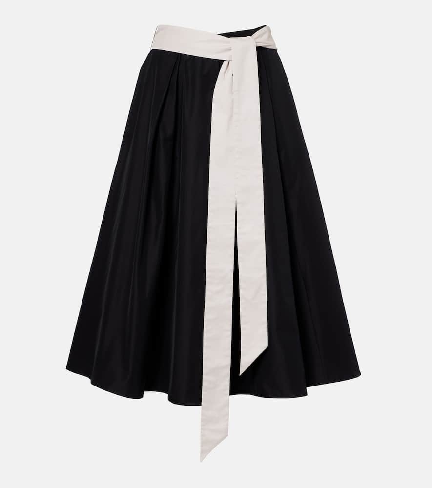 Baschi pleated cotton-blend midi skirt