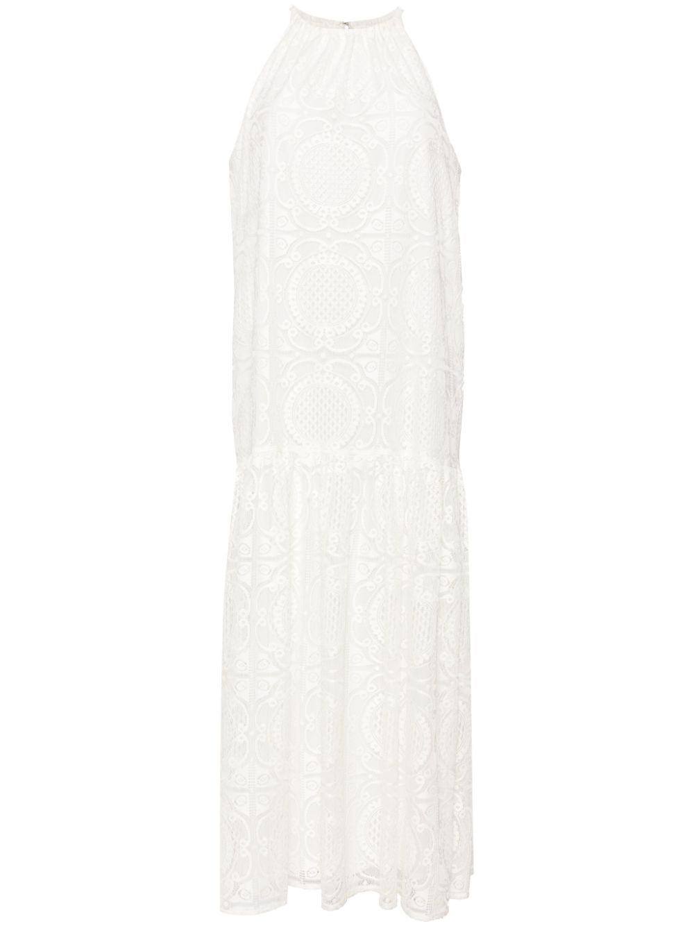 Halterneck crochet maxi dress - White