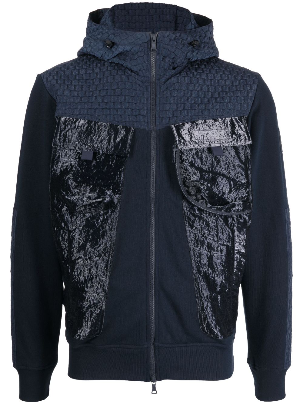 Stand-up collar hooded jacket - Blue