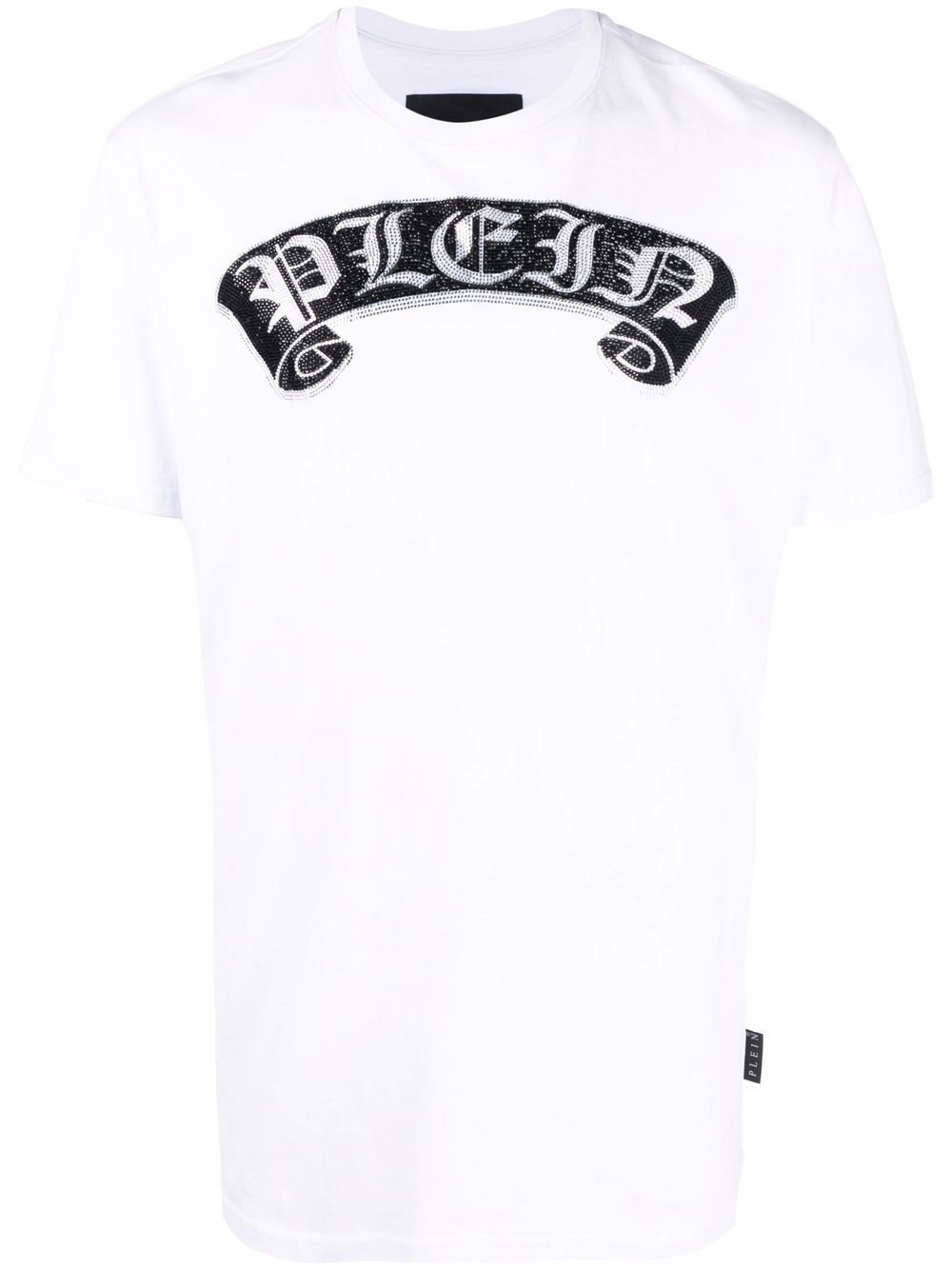 Rhinestone-embellished branded T-shirt - White
