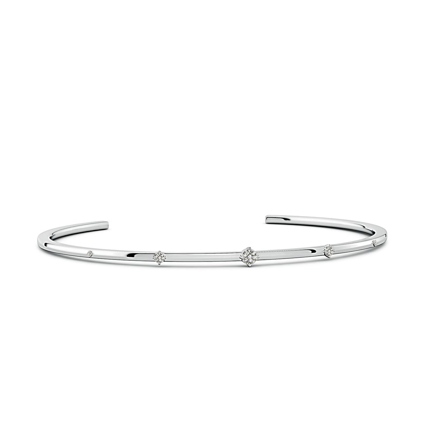 Angara 3 MM Five-Stone Round Diamond Station Cuff Bracelet in Platinum
